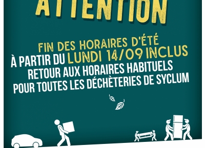 RETOUR AUX HORAIRES HABITUELS DES DÉCHÈTERIES