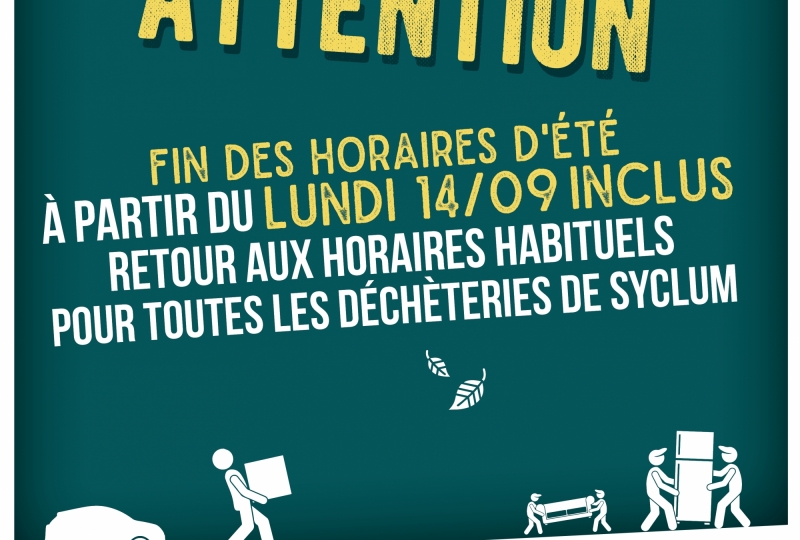 RETOUR AUX HORAIRES HABITUELS DES DÉCHÈTERIES