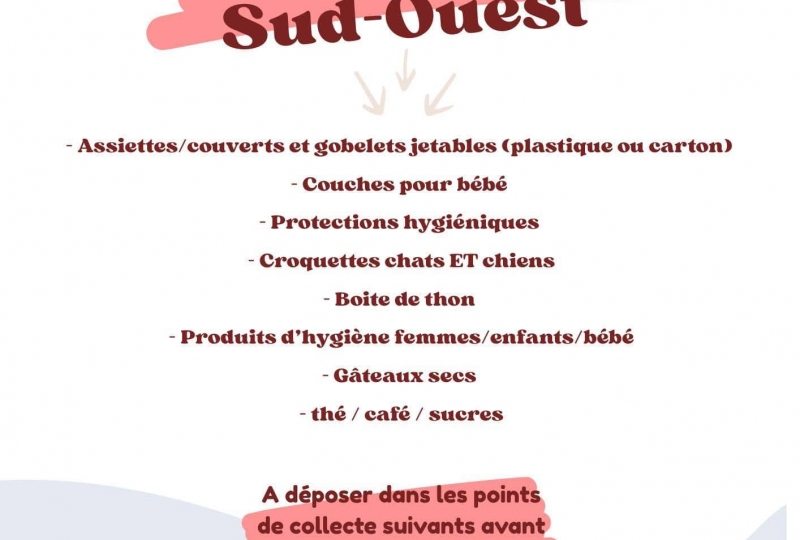 Collecte de dons pour le Sud-Ouest