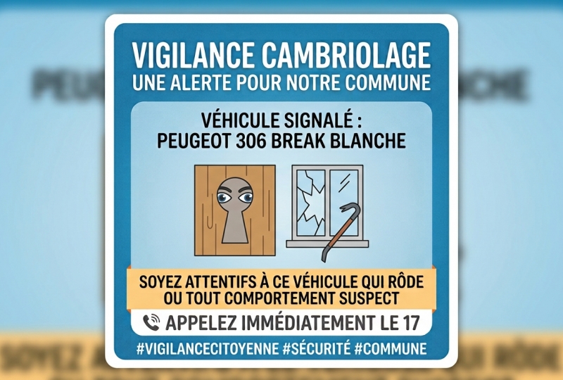 ALERTE VIGILANCE CAMBRIOLAGE