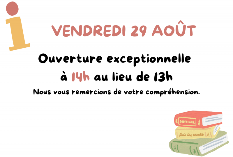 Changement d’horaire à la médiathèque ce vendredi