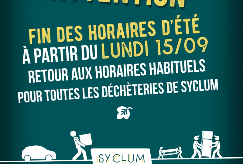 Déchèteries du SYCLUM : fin des horaires d'été